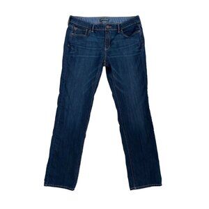 Eddie‎ Bauer Womens Dark Wash Straight Leg Blue Denim Jeans Mid Rise Stretch 10
